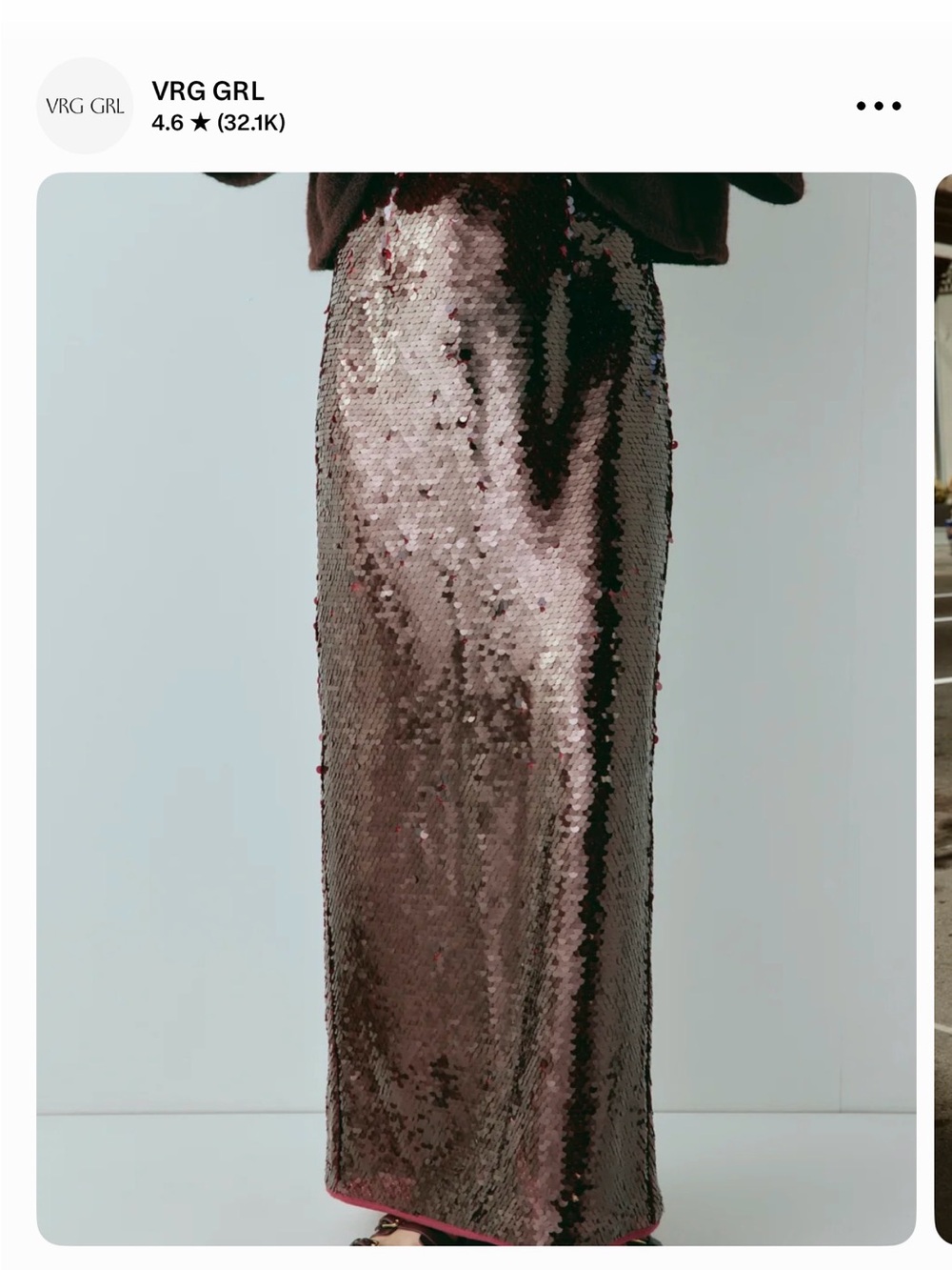 VRG GRL Rose Gold Sequin Maxi Skirt